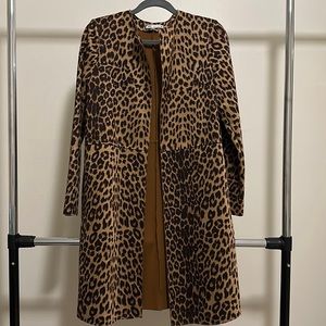 Leopard print jacket straight cut